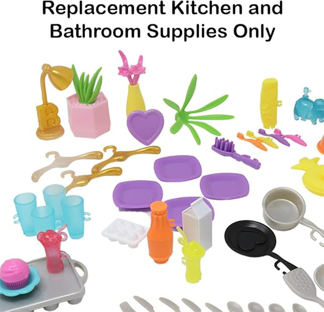 Replacement Parts for Barbie Doll Dreamhouse Doll House Playset HMX10 - Replacement Kitchen and Bathroom Supplies
