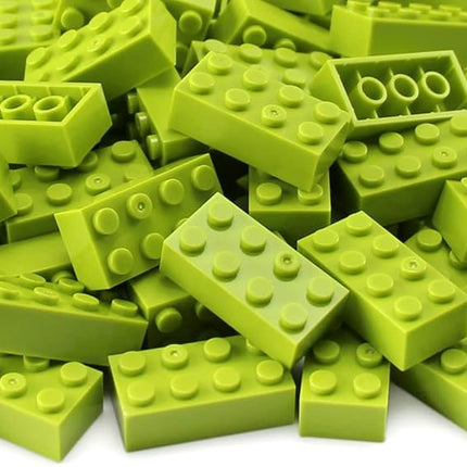 Feleph 100pcs 2x4 Bricks Lime Pieces Parts Classic Building kit Creative Play Set Blocks Toy Accessories Basic Compatible with 3001 Major Brands