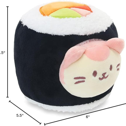Anirollz Kittiroll Plush in Nori Maki Roll – Kawaii Sushi Stuffed Animal with Removable Costume – Cute Squishy Plush Toy Gift for Girls & Kids