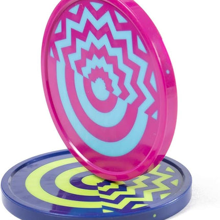 Vivid Two-Tone Air Hockey Pucks (2-Pack) | Wear-Proof Molded Psychedelic Patterns and Designs | Large 3.25-inch Pucks for Standard Air Hockey Tables | Perfect Addition to Game Rooms and Arcades