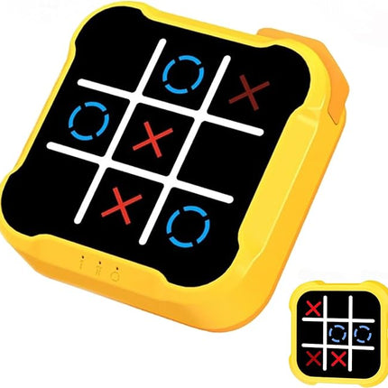 Tic Tac Toe Game Machine, 4 in 1 Handheld Electronic Game for Education & Memory Growth, Home & Kids (Yellow)