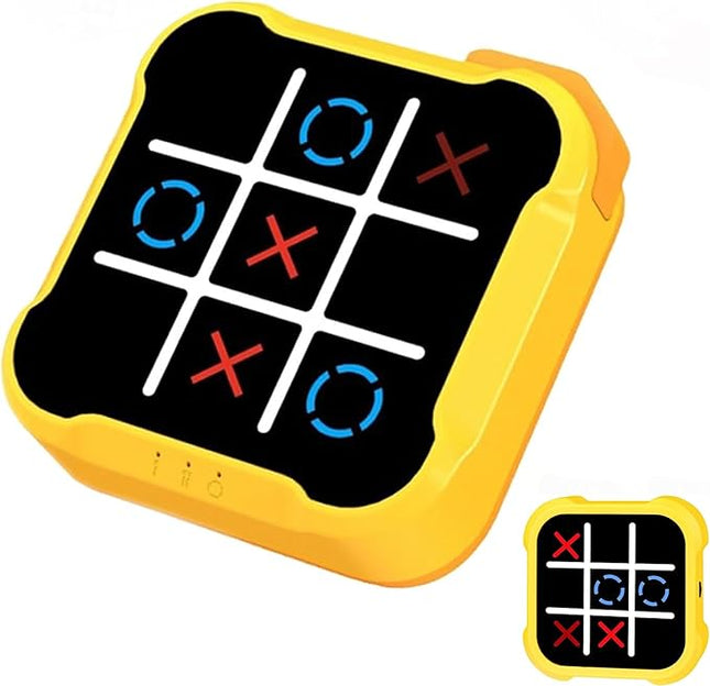 Tic Tac Toe Game Machine, 4 in 1 Handheld Electronic Game for Education & Memory Growth, Home & Kids (Yellow)