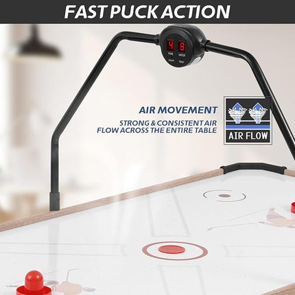 Air Hockey Table, Indoor Hockey Game Table for Adults and Kids, Arcade Gaming Sets w/2 Pucks, 2 Pushers, Digital LED Scoreboard, Powerful 12V Motor for Game Room, Home, Office