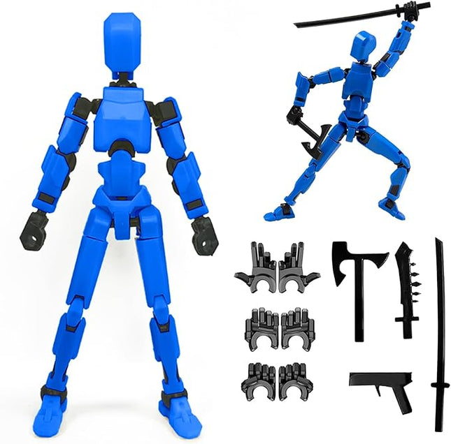 Titan13 Action Figure, Lucky Robot 13 Action Figures, 3D Printed Multi-Jointed Movable Action Figure, Dummy Robot 13 Action Figures for Desktop Decorations Game Gifts(Blue)