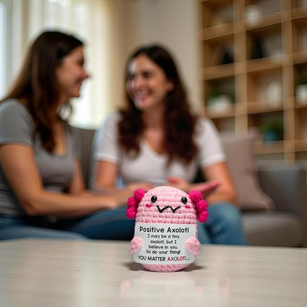 Positive Mini Axolotl Charm Buddie - Emotional Support Crochet Dolls Positive Crochet Animals Gifts Emotional Support Plush Stuffed Animal for Anxiety & Stress Relief