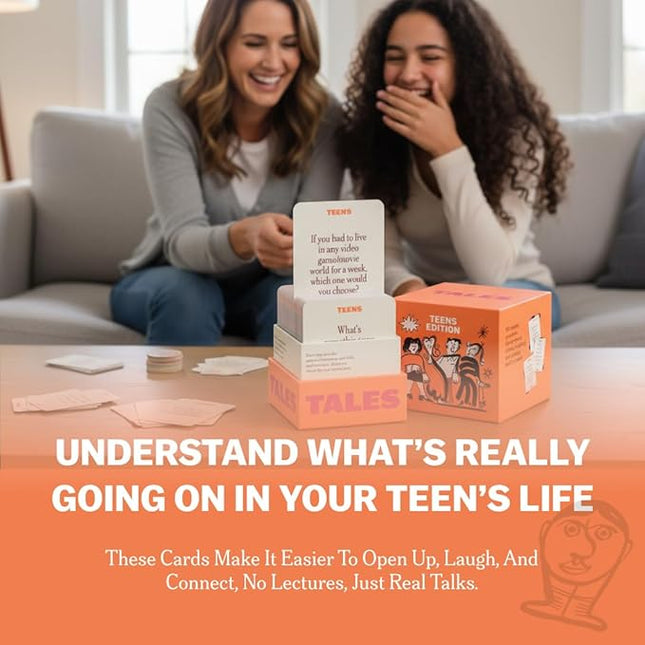 TALES Conversation Cards, Teens Edition 150 Count, Fun Family Games for Teens, Perfect for Dinners, Road Trips, Classrooms & Game Nights, Gifts & Gatherings, Conversation Starters to Spark Creativity