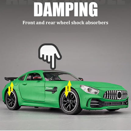 1/24 Benz AMG GTR Model Car Alloy Diecast Pull Back Vehicle Cars with Lights AMG GTR Toy Car Great Gift for Boys & Girls