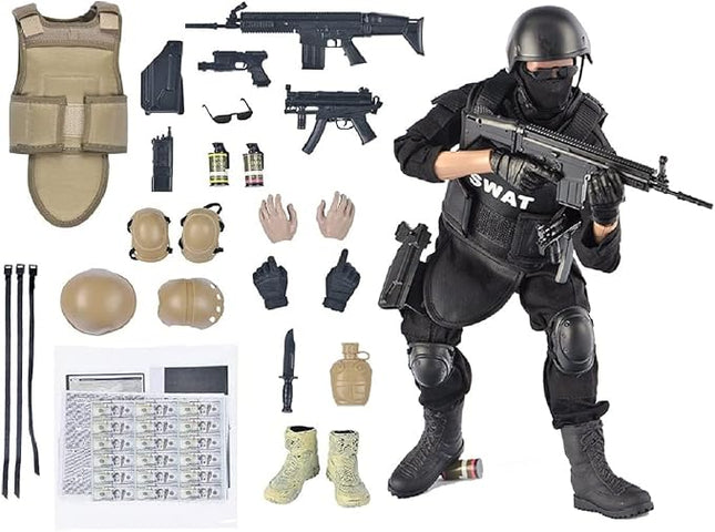 12" Action Figures Toy 1:6 Stand Bendable Soldier Figure Model Toy ( SWAT )