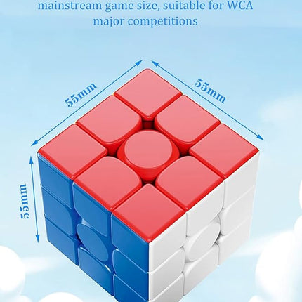 CFMOUR Magnetic Speed Cube 3x3 - Moyu Meilong 3M Stickerless Magic Cubes with Stand - Fast Smooth Problem-Solving Brain Teaser Puzzle Toy for Kids & Adults