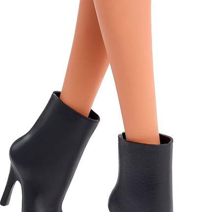 Barbie Basics Model 01 Collector Doll with Brunette Hair, Black Mini Dress & Shoes, Universal-fit Fashions, Posable Body & Swappable Doll Head