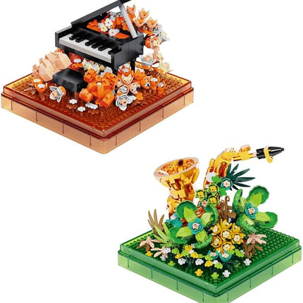 Musical Instruments Micro Blocks Building Sets,Classical Famous Building Block Set,1500 PCS for Adults and Kids,Piano and Saxophone with Clear Plastic Cover