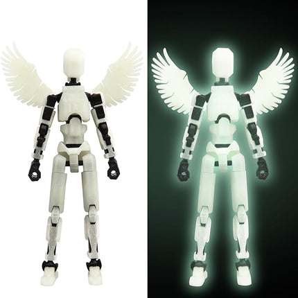 MerryXD T13 3D Action Figure,Assembly Completed Dummy Nova Titan Lucky 13 Action Figure 3D Printed Multi-Jointed Movable Toy Grow in The Dark White