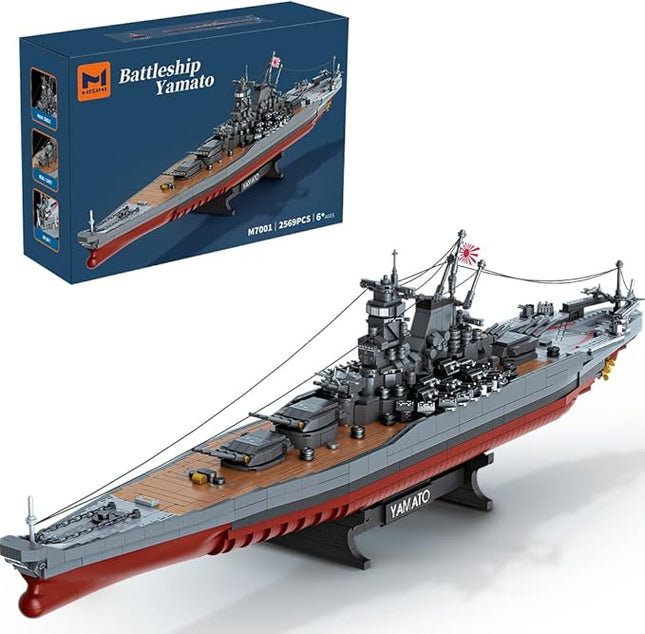 MISINI M7001 1:300 Japanese Yamato Battleship Building Blocks Set, 2569 Pieces WWII Navy Ship MOC Toy, Excellent Battleship Model Building Gift and Collection for Military Enthusiasts and Adults