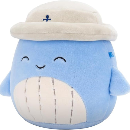 Squishmallows Original 5-Inch Samir Blue Whale with Tan Bucket Hat - Official Jazwares Plush (Little)