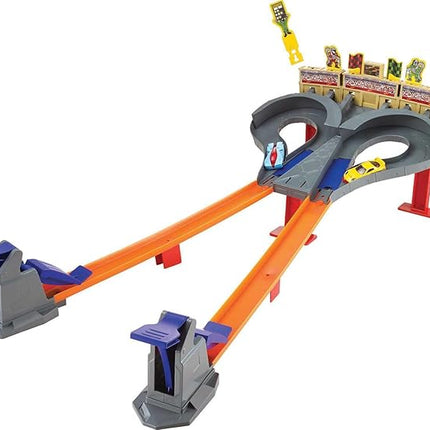 Hot Wheels Track Set Super Speed Blastway Playset, Dual-Track Racing for 1 or 2 Players, Includes 1:64 Scale Toy Car