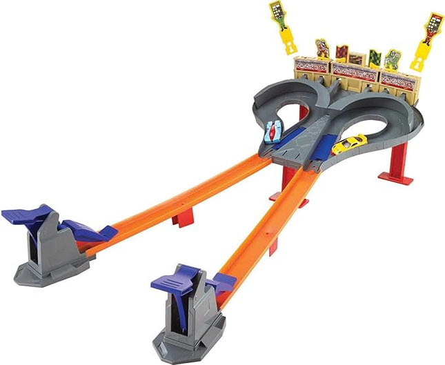 Hot Wheels Track Set Super Speed Blastway Playset, Dual-Track Racing for 1 or 2 Players, Includes 1:64 Scale Toy Car