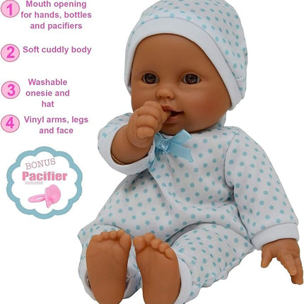 11 inch Soft Body Hispanic Newborn Baby Doll in Gift Box - Doll Pacifier Included
