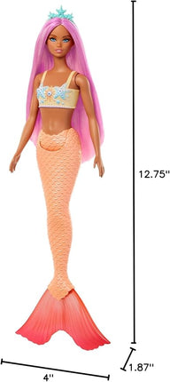 Barbie Mermaid Doll with Pink Fantasy Hair & Headband Accessory, Toy with Starfish-Inspired Bodice & Soft Orange Tail