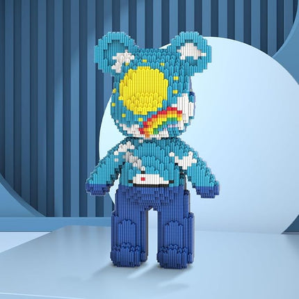DAHONPA Bear Micro Building Blocks Set(3680 Pieces), Day & Night Bearbrick, Rainbow Sky Ocean Creative Art Toy Bear, Collectible Decoration Gift