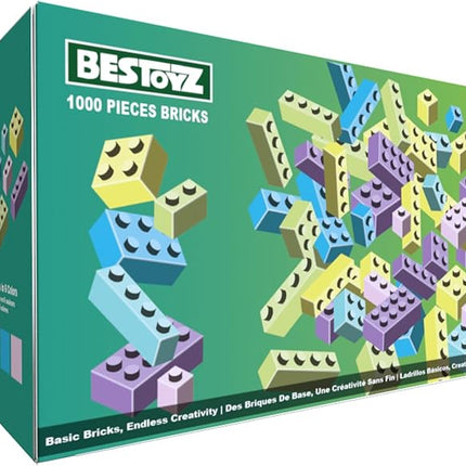 Building Bricks 1000 Pieces in Pastel Colors, Classic Building Blocks Toys & Gifts for Boys & Girls Aged 4+