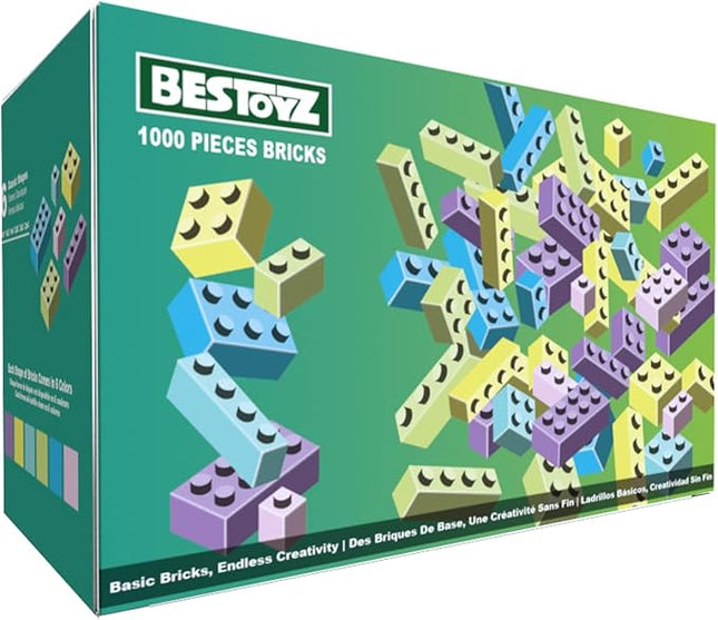Building Bricks 1000 Pieces in Pastel Colors, Classic Building Blocks Toys & Gifts for Boys & Girls Aged 4+