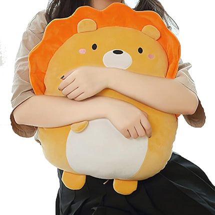 Soft Flat Lion Plush Hugging Pillow Cute Yellow Lion Stuffed Animal Plushies Toys Kids Orange Anime Cushion for Birthday, Valentine's Day, Christmas...16.5 Inch