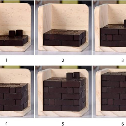 Original 3D Wooden Brain Teaser Puzzle: Engaging 3D Puzzle Box for Kids 8-12 & Adults, Desk Toys Delight, Challenging Games & Wooden Puzzles for Adult Brain Boost (Brown)