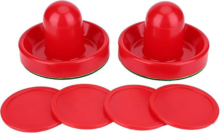 Table Air Hockey Red Pushers and Pucks Set, Plastic Air Hockey Goalies Pushers Pucks Set for Standard Air Hockey Tables