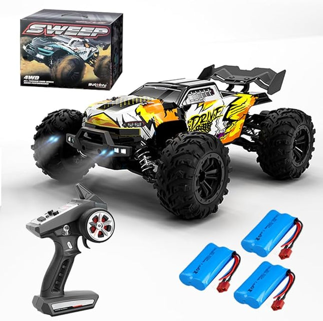 X-Verse 16102PRO 1:16 Fast Brushless RC Car for Adults, Max 50 mph, 4X4Off Road Remote Control Truck, 4WD High Speed Drift RC Car, All Terrain RC Truggy(3 Battery)