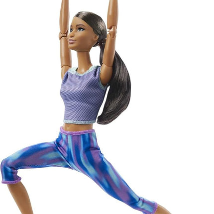 Barbie Made to Move Doll with 22 Flexible Joints & Curly Brunette Ponytail Wearing Athleisure-wear for Kids 3 to 7 Years Old