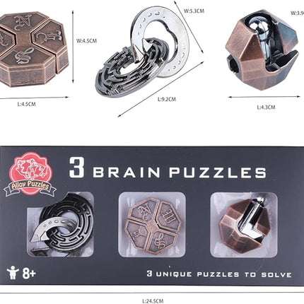 Brain Teaser Puzzle for Adults Puzzles Metal Hole Lock Adult Educational Toy Games for Adults Teens Educational Toy Gift (Bronze)