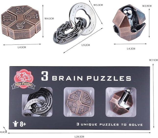 Brain Teaser Puzzle for Adults Puzzles Metal Hole Lock Adult Educational Toy Games for Adults Teens Educational Toy Gift (Bronze)