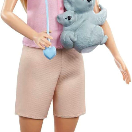 Barbie Careers Doll & Accessories, Zoologist Wearing Removable Outfit with Hat, Clipboard & Koala Figure That Can Hold Doll's Arm