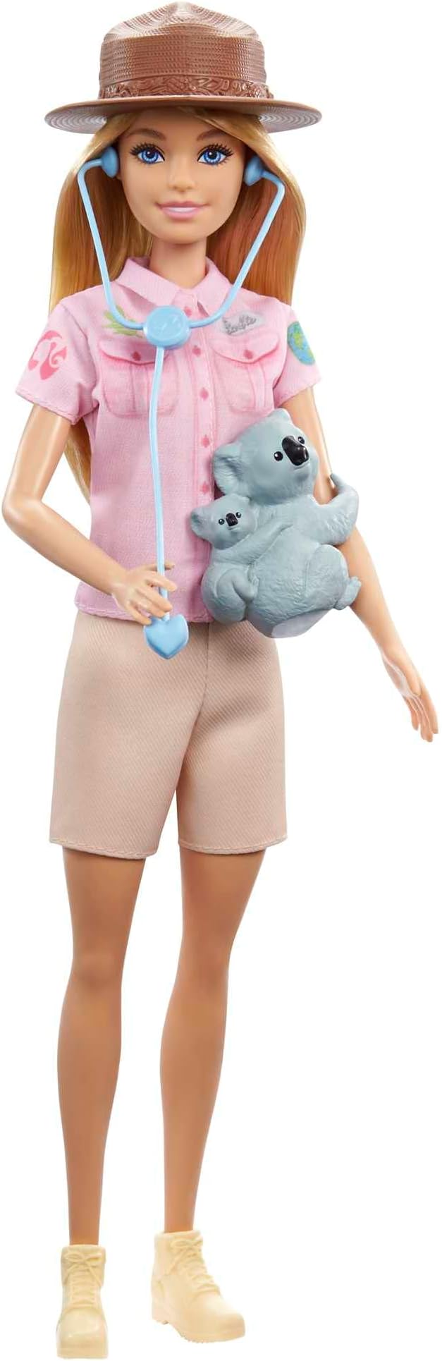 Barbie Careers Doll & Accessories, Zoologist Wearing Removable Outfit with Hat, Clipboard & Koala Figure That Can Hold Doll's Arm