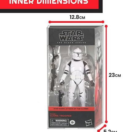EVORETRO Action Figure Display Protective Case for Star Wars Black Series with Angled Corners Regular, 6 inches Boxed Carded Action Figures - 10 Pack - Ultra Clear PET Plastic Box Protector