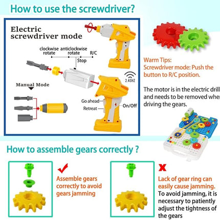 Gears Toys for Kids Ages 4-8, STEM Educational Construction Toys, Building Toy Set for Boys and Girls, Engineering Building Blocks Creative Learning Toy Set