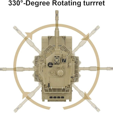 Rc Tanks,1:28 WW2 M1A2 America Army Tank Toys for Boys,9 Channels Remote Control Cars with Sound and Light, RC Military Truck Vehicle for Kids Boys Girls (Khaki)