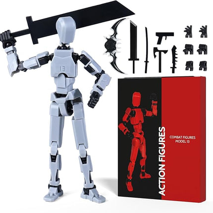 Action Figure Set, Model 13 Action Figure Multi-Jointed Movable,Gift Box Packaging, a Great for Loved Ones and Friends. (Gray)
