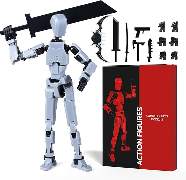 Action Figure Set, Model 13 Action Figure Multi-Jointed Movable,Gift Box Packaging, a Great for Loved Ones and Friends. (Gray)
