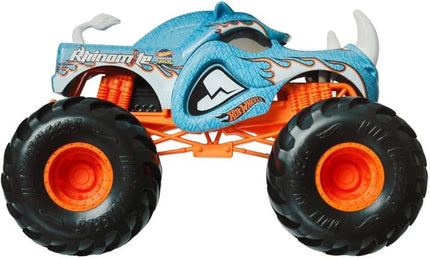 Hot Wheels Toy Monster Trucks Oversized Rhinomite 2024, 1:24 Scale Die-Cast, Blue, Orange, White