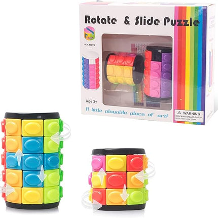 R.Y.TOYS Rotate and Slide Puzzle-Design Patent,Fidget Toys(Restore Order/Create Patterns) 8 Colors,3 and 5 Layers-Detach Piece for Quick Play,Brain Teaser,Sensory Toys Gifts,Easter Basket Stuffers