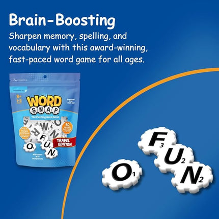 Word Strategy Game Travel Edition, Word Puzzle for Adults, Family, and Kids, Fun Game for Ages 8+, Travel Size, 1-2 Players