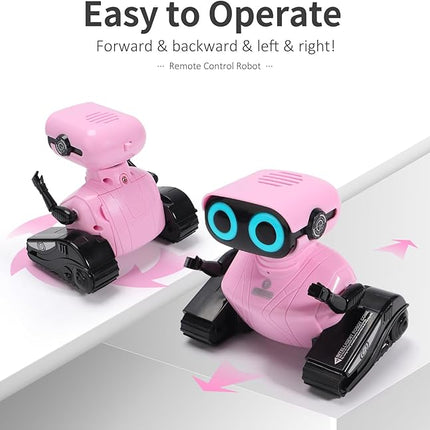 GILOBABY Remote Control Robot Toy for Kids 3-5 Years, Flashing LED Eyes, Dancing and Flexible Moves, Auto Demo Mode, Gift for Girls (Pink)
