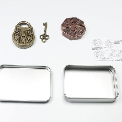 2Pcs Brain Teaser Puzzles for Games, Educational Toys, Mind and Metal 3D Puzzles, Unlock Interlock IQ Box