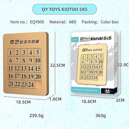 LiangCuber QY Toys 5x5 Klotski Puzzle Magnetic Sliding Number Puzzle ABS Brain Teasers Toy Tangram Jigsaw Intelligence (24-Digit Version)
