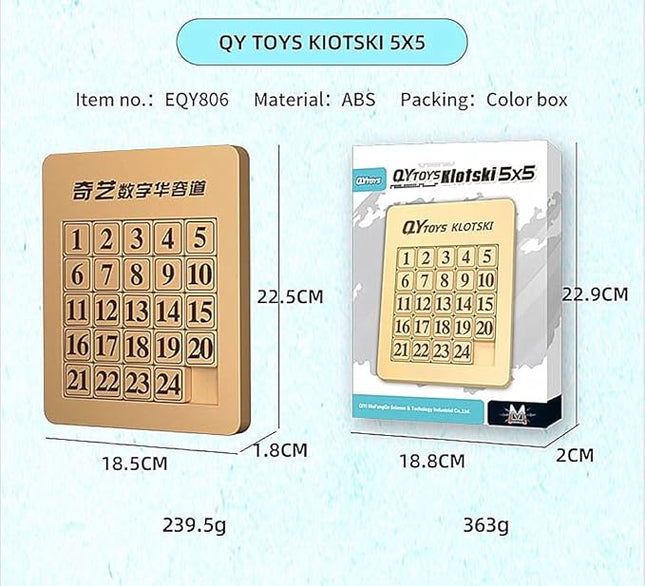 LiangCuber QY Toys 5x5 Klotski Puzzle Magnetic Sliding Number Puzzle ABS Brain Teasers Toy Tangram Jigsaw Intelligence (24-Digit Version)