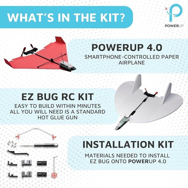 POWERUP 4.0 The Next-Generation Smartphone Controlled Paper Airplane Kit, RC Controlled. Easy to Fly with Autopilot & Gyro Stabilizer. for Hobbyists, Pilots, Tinkerers.