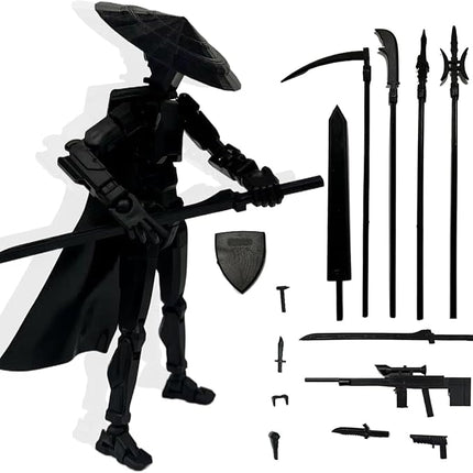 Already Assembled T13 Action Figure Accessories,T13 Multi-Jointed Movable 3D Printed Toys (Black)