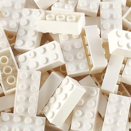 Feleph 100pcs 2x4 Bricks White Pieces Parts Classic Building Blocks Creative Play Set Toy Accessories Combine with 3001 Major Brick Brands