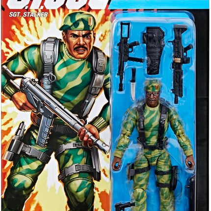 G.I. Joe Classified Series Retro Cardback SGT. Stalker, Collectible 6 Inch Action Figure with 8 Accessories